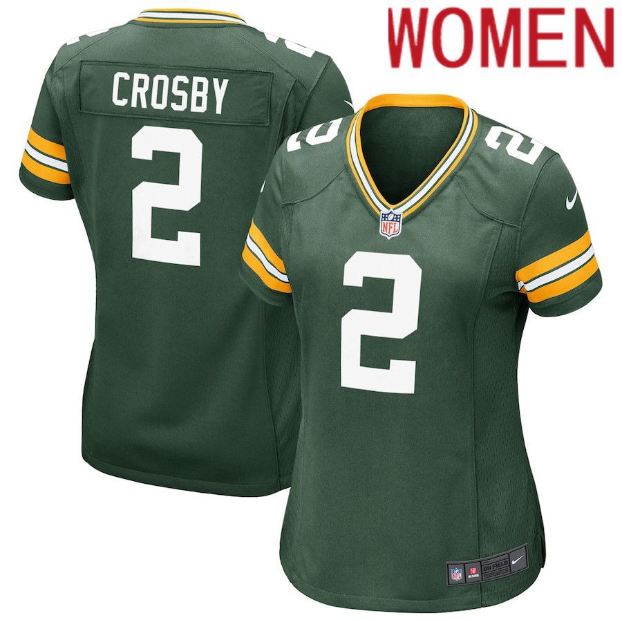 Women Green Bay Packers #2 Mason Crosby Green Nike Game NFL Jersey